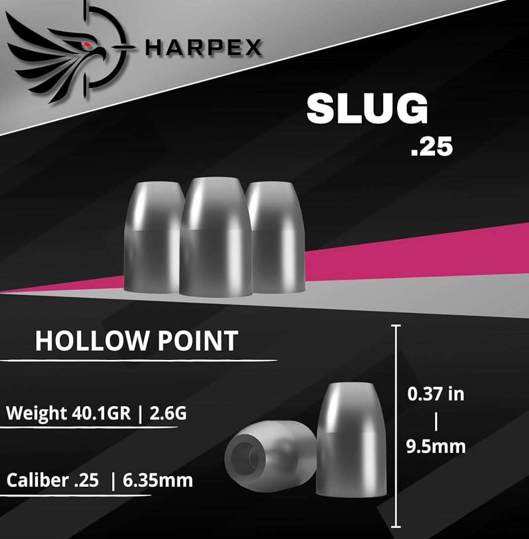 Harpex Aquiles .25 Cal Hollow Point Slugs for Hunting Airguns / Pellet Rifles Harpex USA