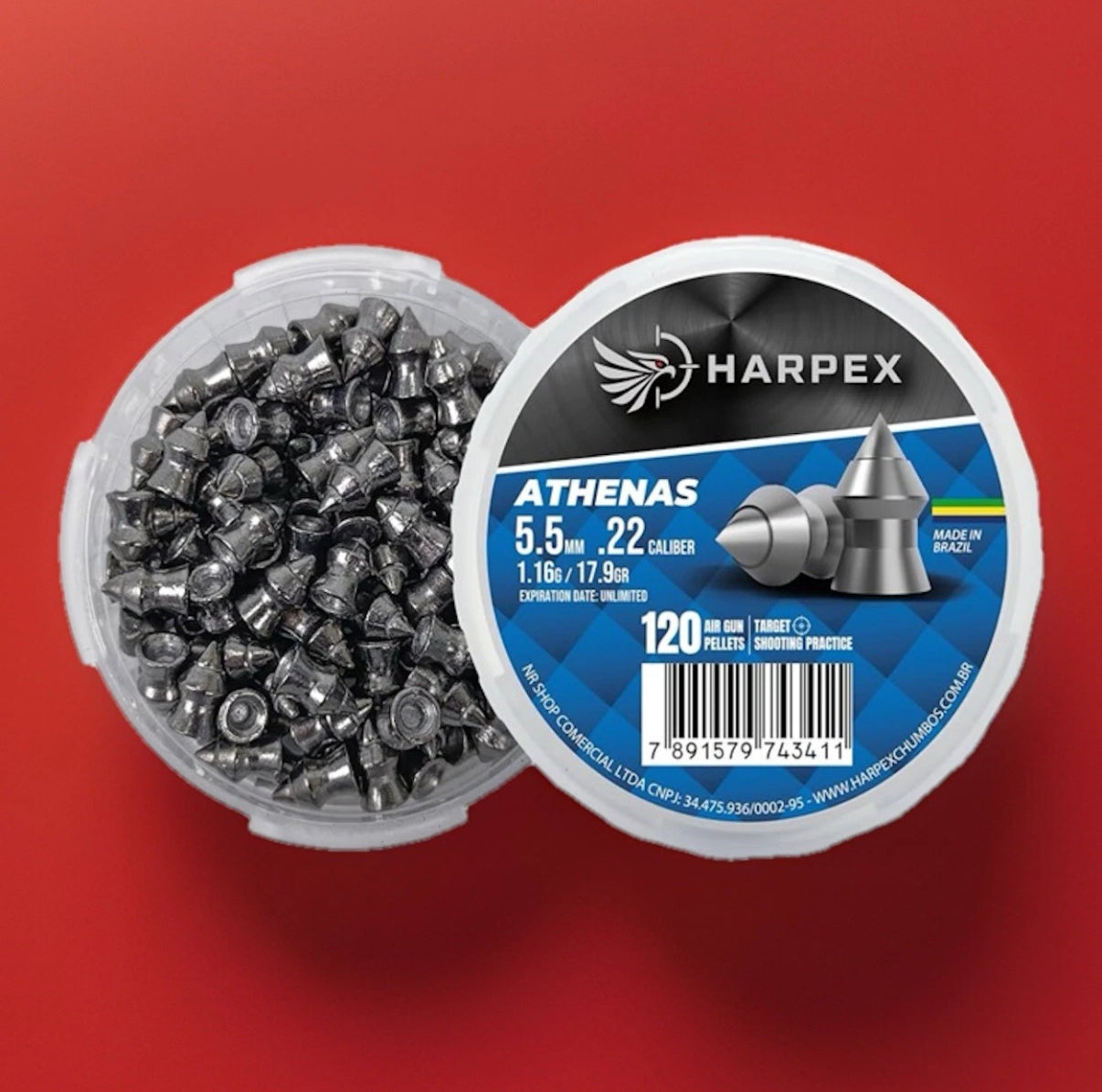 Harpex Brazil Athenas Sharp Tip Pellets .22 Cal Heavy Hunter Pointed Tipped Lead Pellet Slugs Harpex Athena - Harpex USA