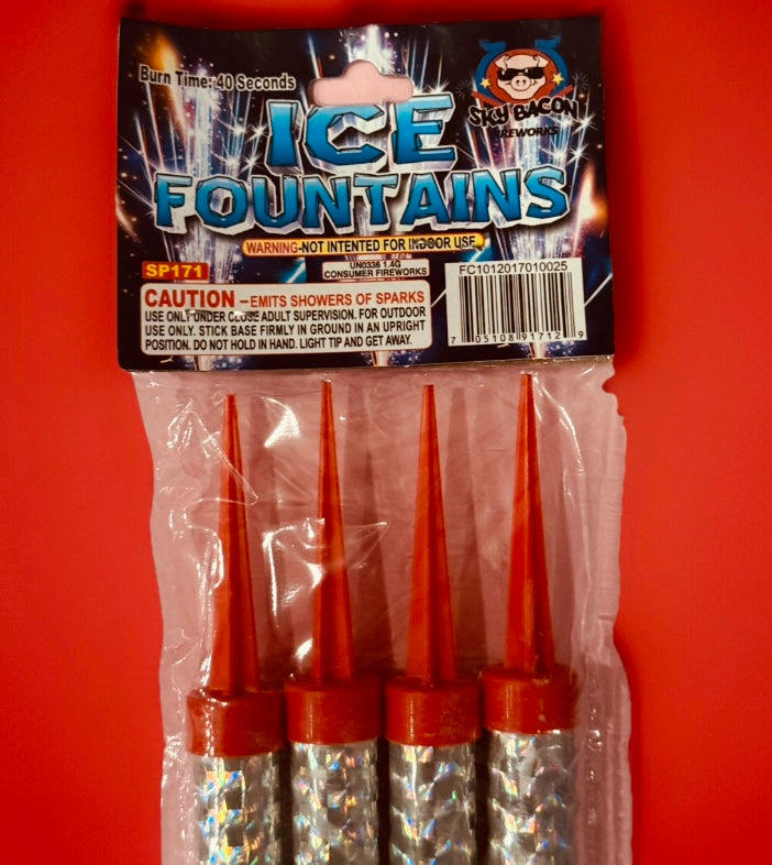 VIP Bottle Service Ice Fountains - 60 Second Cake Silver Staked Sparklers 4pc