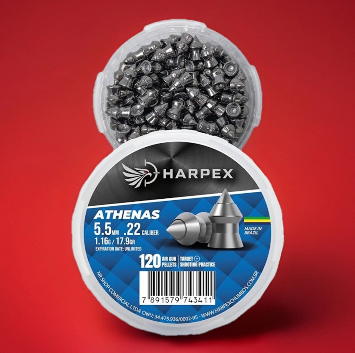 Harpex Brazil Athenas Sharp Tip Pellets .22 Cal Heavy Hunter Pointed Tipped Lead Pellet Slugs Harpex Athena - Harpex USA