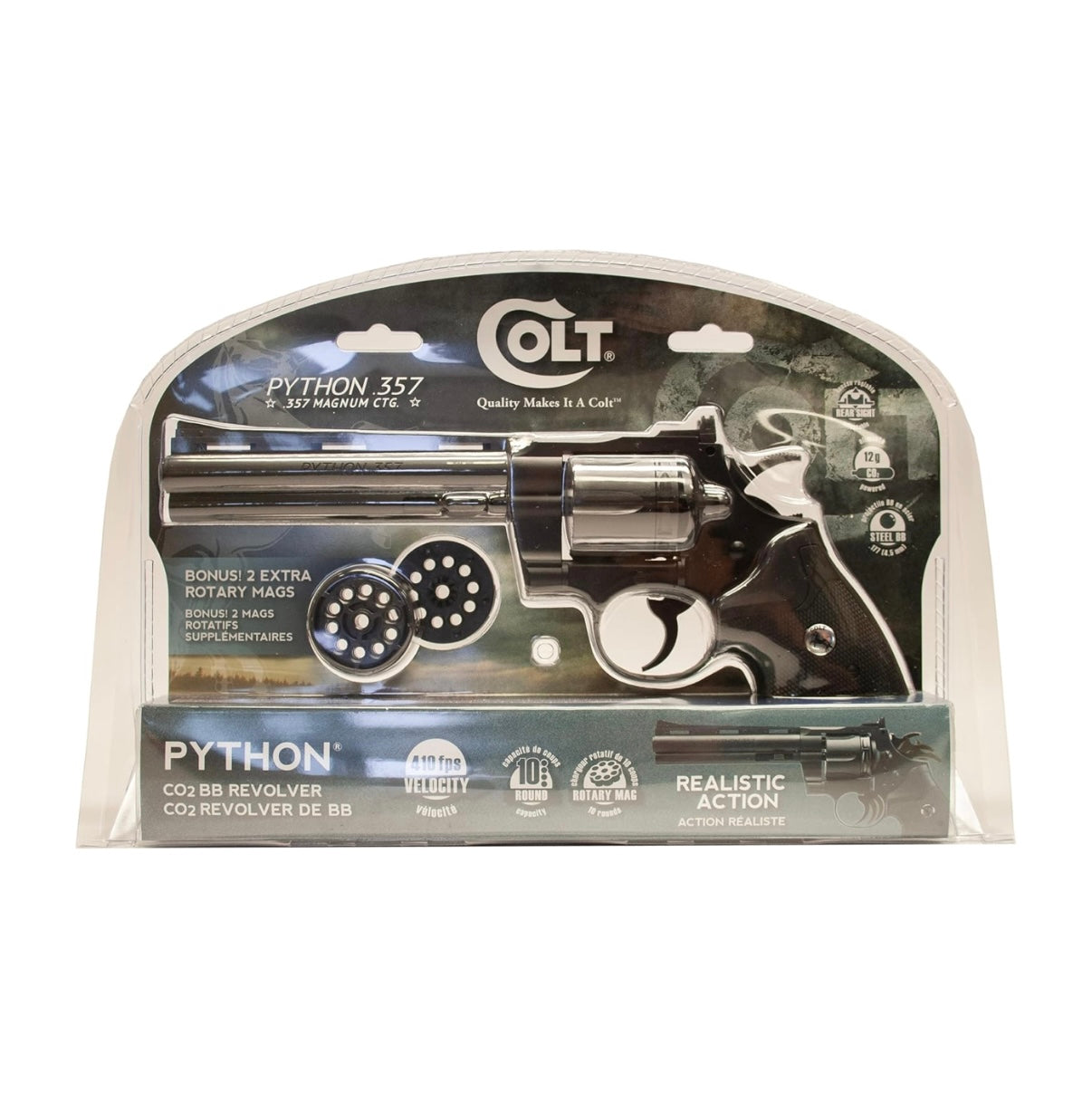 Umarex Colt 6" Python .357 - .177 Caliber Steel Pellet / BB Dual Ammo C02 Air Pistol, Black -