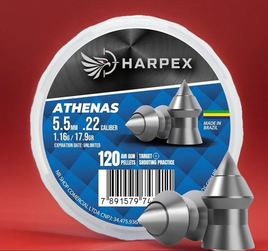 Harpex Brazil Athenas Sharp Tip Pellets .22 Cal Heavy Hunter Pointed Tipped Lead Pellet Slugs Harpex Athena - Harpex USA
