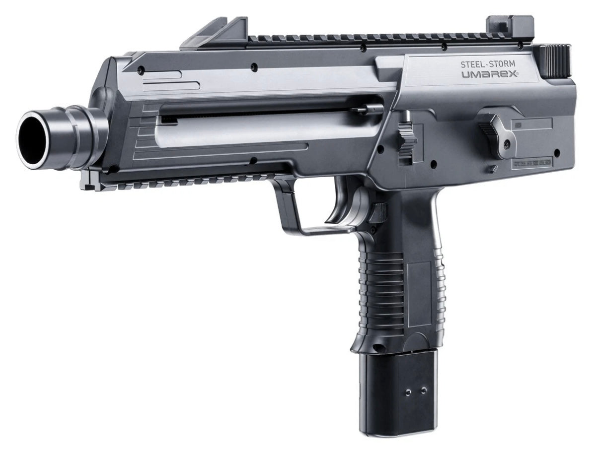 Umarex Steel Storm 6 Shot Burst /  Auto .177 CO2 SMG BB Air Gun Pistol / Dual Accessory Rail Mount