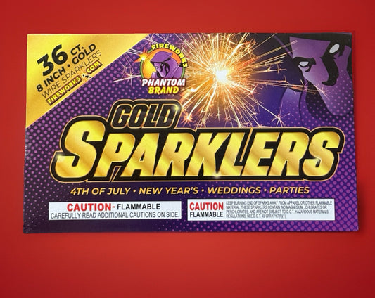 Box of 36 Golden Firework Sparklers 8 inch - VIP Sparkler / Celebration Fountains