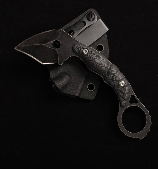 Beeclaw Karambit - Fixed Blade Damascus Steel Double Edged Dagger With Steel EDC Utility Hook Deadly Efficient