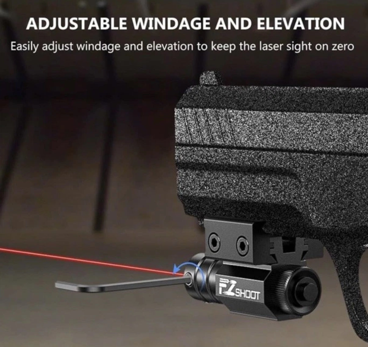 Compact Red Laser Sight with Picatinny Rail Mount - Small Low Profile - Adjustable - Universal Fitment