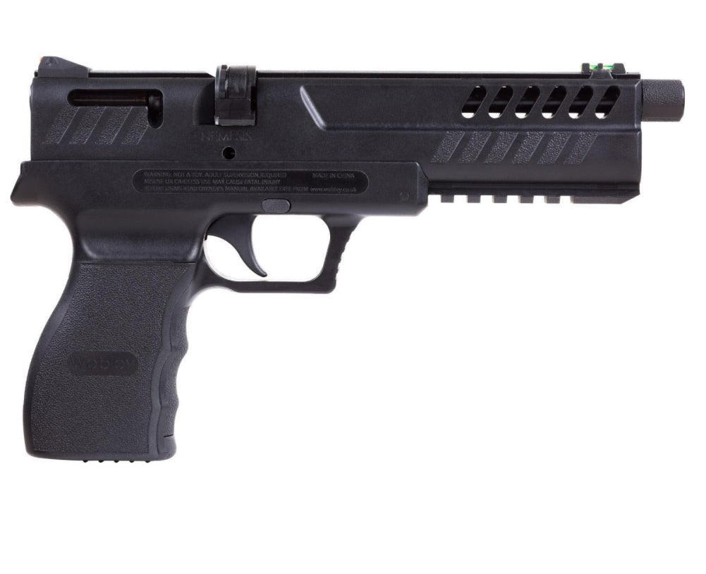 .22 Pellet Magazine Fed Air Pistol Hunting Sidearm - Webley Nemesis Airgun Hunting With Fiber Optic Sight 6rd Mag