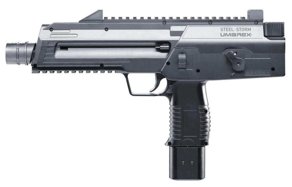 Umarex Steel Storm 6 Shot Burst /  Auto .177 CO2 SMG BB Air Gun Pistol / Dual Accessory Rail Mount