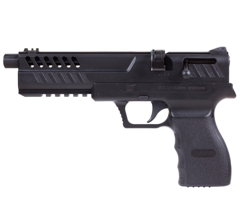 .22 Pellet Magazine Fed Air Pistol Hunting Sidearm - Webley Nemesis Airgun Hunting With Fiber Optic Sight 6rd Mag