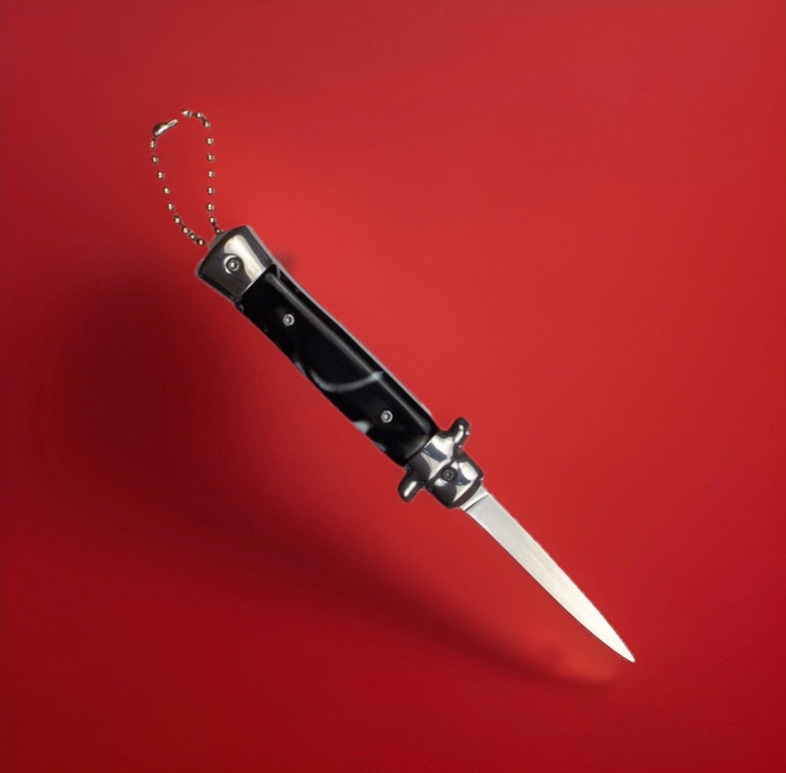 Italian Stiletto OTF Switchblade Double Action Mini Pocket Knife Dagger - Spring Assisted Out The Front Automatic