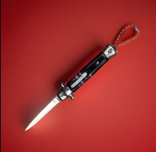 Italian Stiletto OTF Switchblade Double Action Mini Pocket Knife Dagger - Spring Assisted Out The Front Automatic