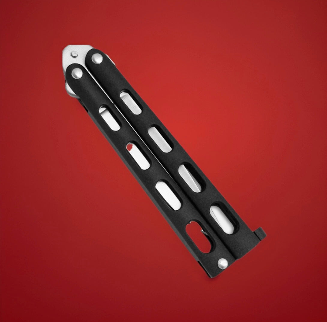 Black Butterfly Knife - Sharpened Blade Balisong - Benchmark BM007 3.38"