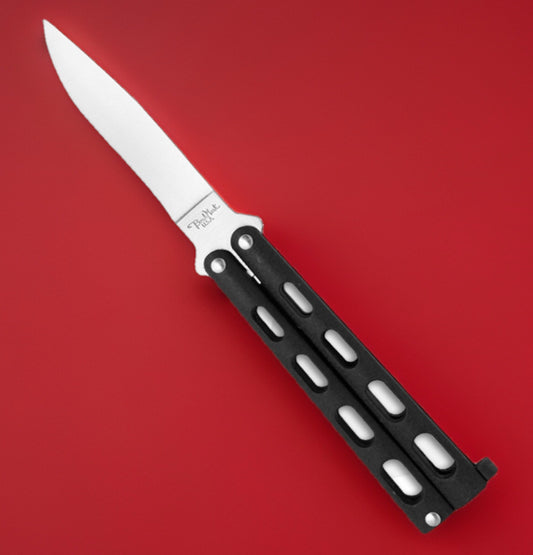 Black Butterfly Knife - Sharpened Blade Balisong - Benchmark BM007 3.38"