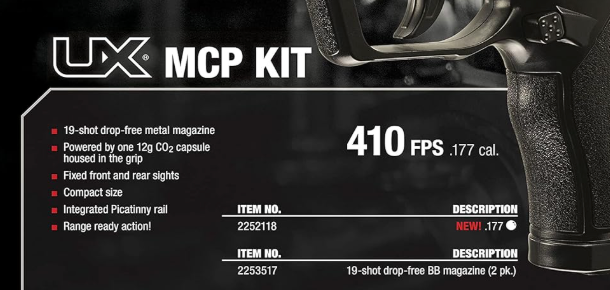 Umarex MCP .177 Caliber BB Gun Air Pistol Kit - Includes BBS, CO2 Cartridges, and Safety Glasses
