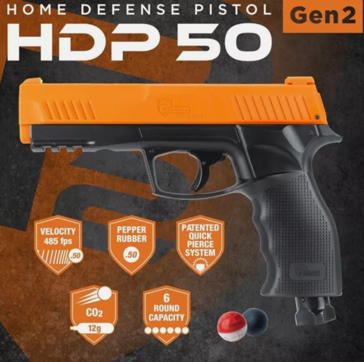 P2P HDP 50 - .50 Caliber Metal Projectile Kinetic Air Defense Sidearm Less Lethal 12g Co2 Umarex