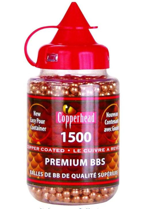 Crosman Copperhead .177 / 4.5mm 1500 Count Copper Coated Steel BBs In EZ-Pour Bottle