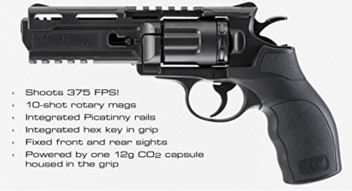 .177 Pellet Revolver Black Dual Ammo BB CO2 Airgun By Umarex USA International