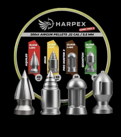 Harpex Pellets Variety Combo Pack - Aquiles / Zues / Quantum / Pro Hunter - Harpex USA .22 Caliber Pellet Slugs