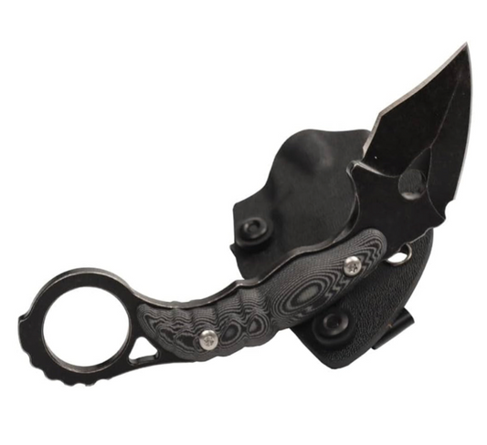 Beeclaw Karambit - Fixed Blade Damascus Steel Double Edged Dagger With Steel EDC Utility Hook Deadly Efficient