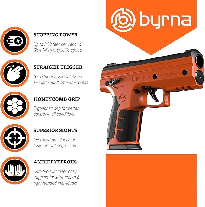 Byrna SD Self Defense Kinetic Launcher Ultimate Bundle - Non Lethal Kinetic Projectile Launcher Home & Personal Defense .68 Caliber