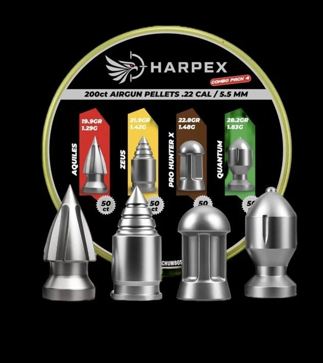 Harpex Pellets Variety Combo Pack - Aquiles / Zues / Quantum / Pro Hunter - Harpex USA .22 Caliber Pellet Slugs
