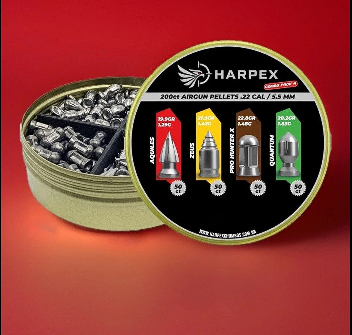 Harpex Pellets Variety Combo Pack - Aquiles / Zues / Quantum / Pro Hunter - Harpex USA .22 Caliber Pellet Slugs