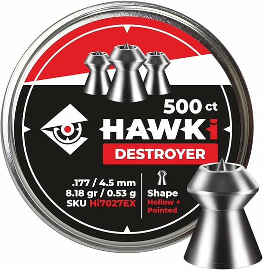 .177 Hawki Destroyer Hollow Point Tipped Slugs for .177 Airguns / Pellet Guns Bulk 500 Count Box