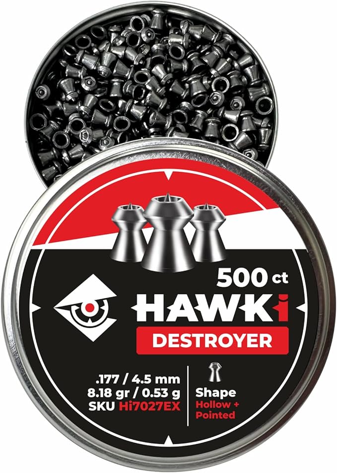.177 Hawki Destroyer Hollow Point Tipped Slugs for .177 Airguns / Pellet Guns Bulk 500 Count Box