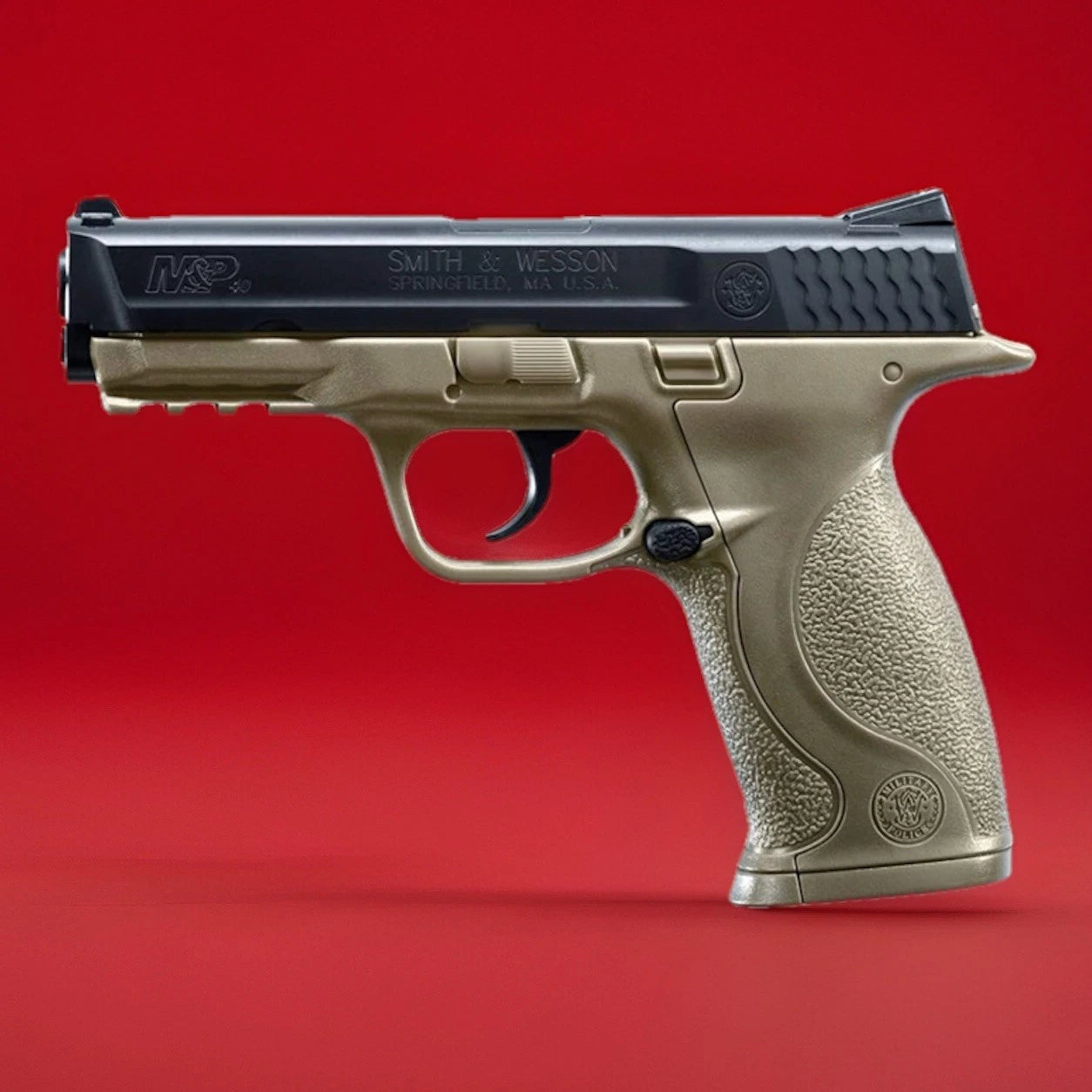 Smith & Wesson M&P 40 .177 Co2 Semi Auto BB Gun Air Pistol Tan Finish + Fiber Optic Sight & Laser Rail