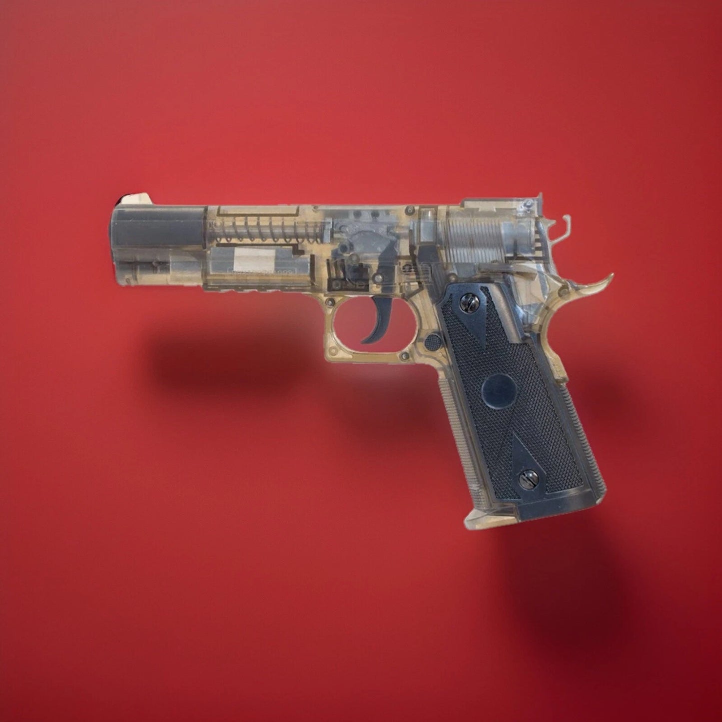 Colt 1911 Semi Automatic Plastic Frame .177 Caliber BB Gun Spring Racking Slide Air Pistol Clear Finish