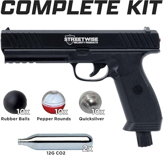 Black SH1 Less Lethal .50 Caliber Defense Launcher, Kinetic Impact Gun - Self Defense Air Pistol - Streewise Heat International